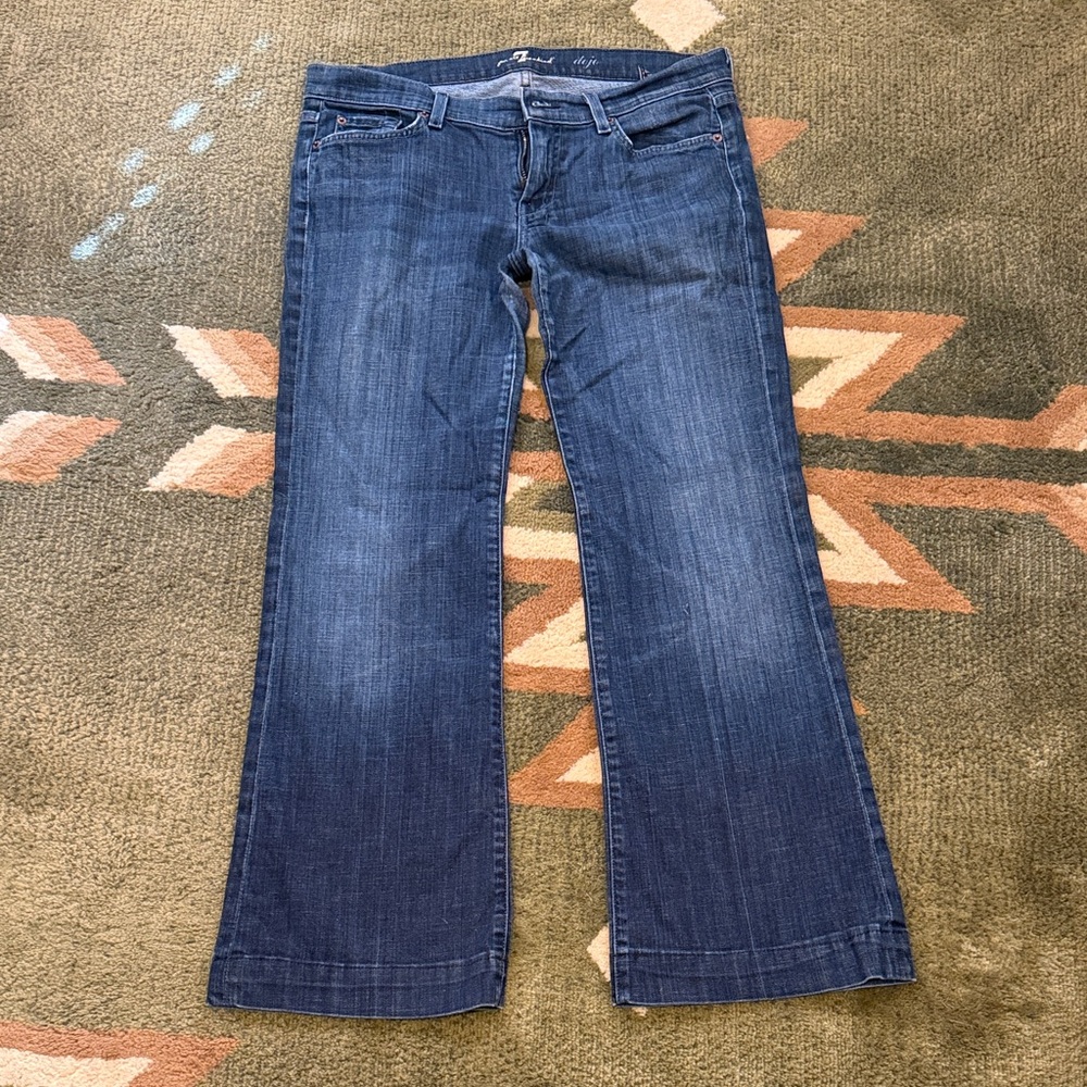 7 For All Mankind Women's Flare Jeans in Dark Blue Wash